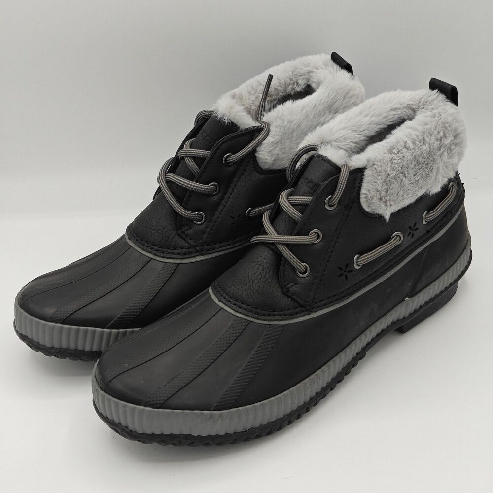 Jsport Mary Women's Waterproof Faux Fur Duck Boot, Black
